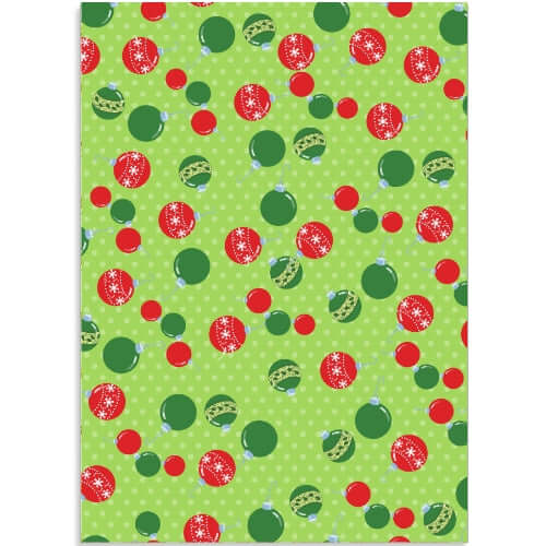 Christmas Baubles on green - Edible Printed Wafer Paper A4 - CustomIcing.com.au