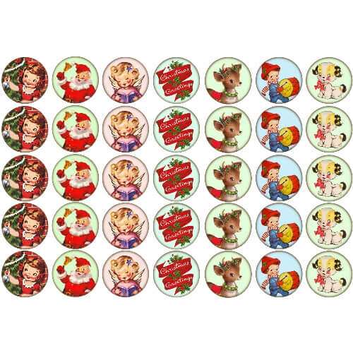 Christmas Edible Wafers - Vintage Style - 3.7cm x 35pcs - CustomIcing.com.au