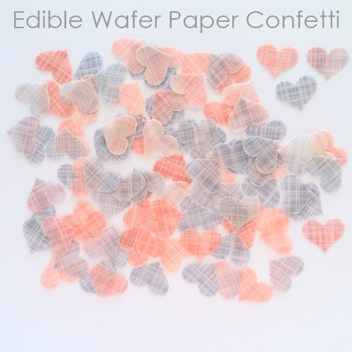 Edible Wafer Confetti - Pink & Purple Hearts - 96 pieces