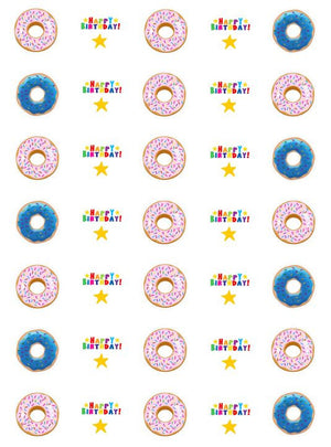 Donut Birthday - Little Mini (3cm diam x 35) Cupcake Edible Images - CustomIcing.com.au