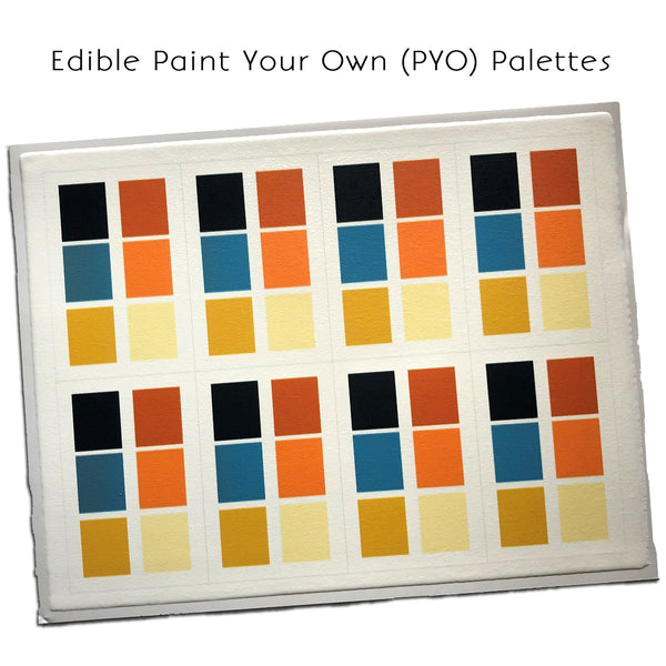 Edible PYO Paint Palette Sheet of 8 (Blue/Rust)
