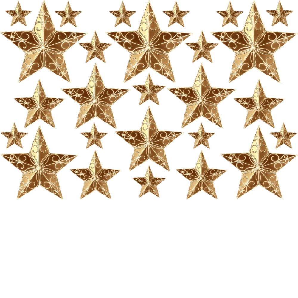 Fancy Filigree Stars - Edible Printed Icing - Cake or Cookie Decorations - 22 pieces - CustomIcing.com.au