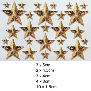 Fancy Filigree Stars - Edible Printed Icing - Cake or Cookie Decorations - 22 pieces - CustomIcing.com.au