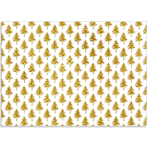 Gold Glitter Christmas Trees - Edible Printed Icing Sheet A4 size - CustomIcing.com.au