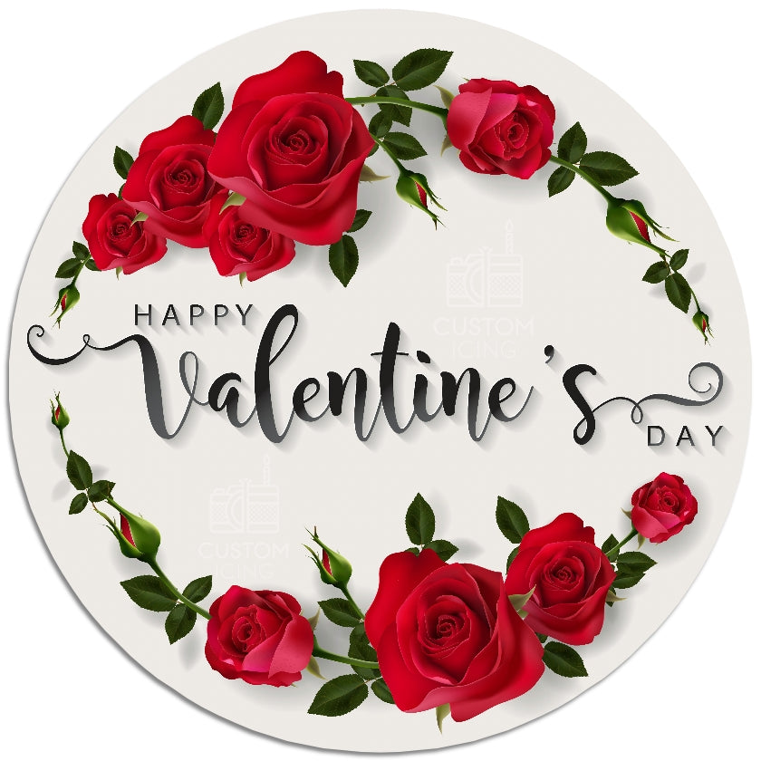 Happy Valentine's Day 12.5cm Edible Image Cake Topper - CustomIcing.com.au