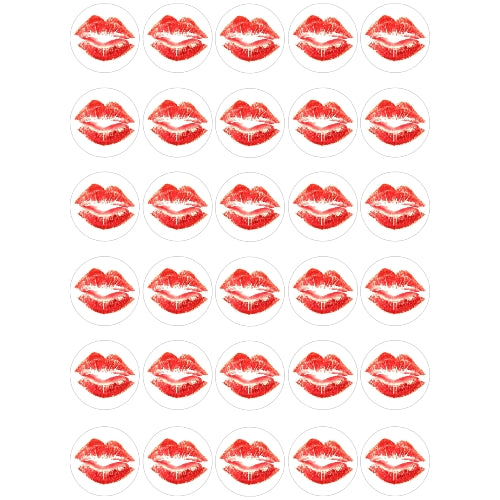 Red lips kiss edible image cupcake cookie toppers