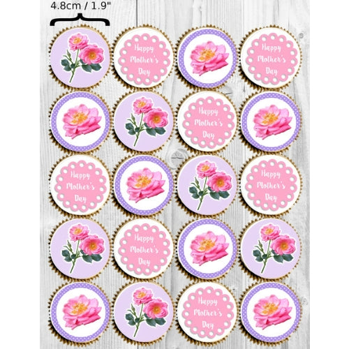 Mother's Day Collection - 20 x 4cm diameter edible cupcake toppers
