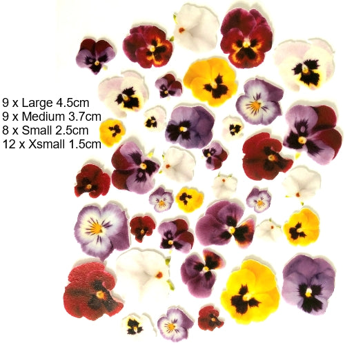 Edible Wafer Card Pansy Flowers - 38 pieces - CustomIcing.com.au