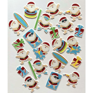 Summer Santa Edible Printed Wafer Cupcake Toppers - 4cm x 21 pieces - CustomIcing.com.au