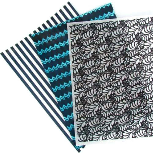 Black & Teal Collection - 3 sheets Edible Printed Wafer Paper A4