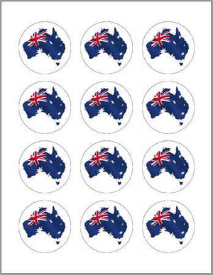 Australian Map Flag Edible Image Toppers for Cupcakes or Cookies (8 sizes) - CustomIcing.com.au