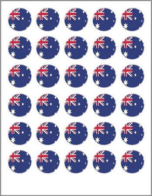 Australia Day Edible Cupcake Toppers 3.3cm x 30 - CustomIcing.com.au