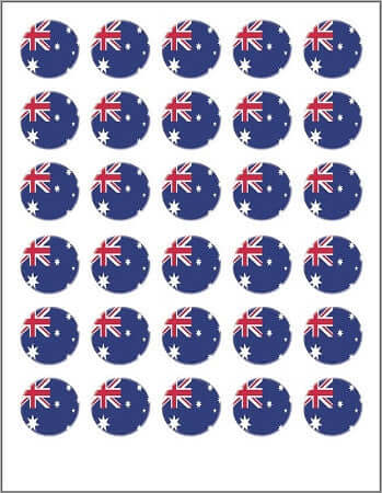 Australia Day Edible Cupcake Toppers 3.3cm x 30 - CustomIcing.com.au