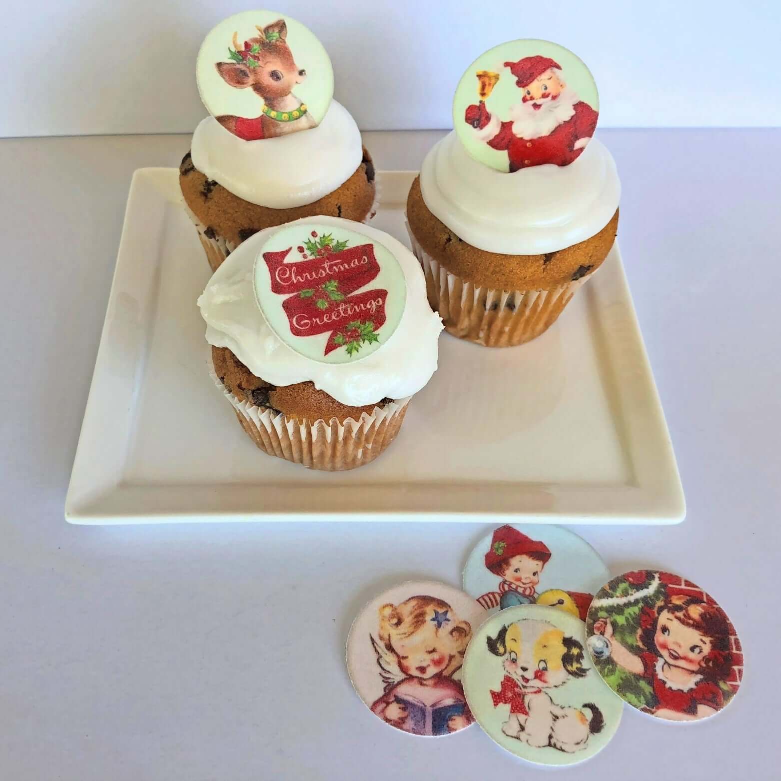 Christmas Edible Wafers - Vintage Style - 3.7cm x 35pcs - CustomIcing.com.au
