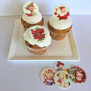 Christmas Edible Wafers - Vintage Style - 3.7cm x 35pcs - CustomIcing.com.au