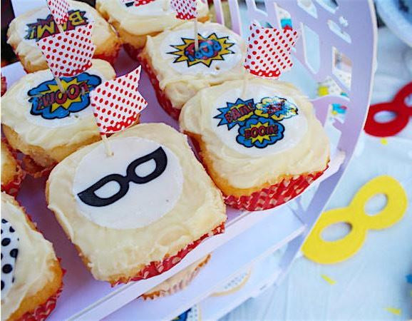 Superhero Action - 20 x 4cm Edible Image Cupcake Toppers - CustomIcing.com.au