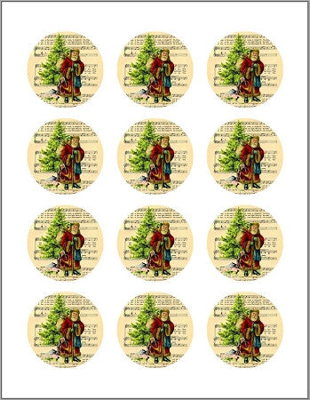 Vintage Christmas Santa 12 x 5.5cm Cookie Edible Image Toppers - CustomIcing.com.au