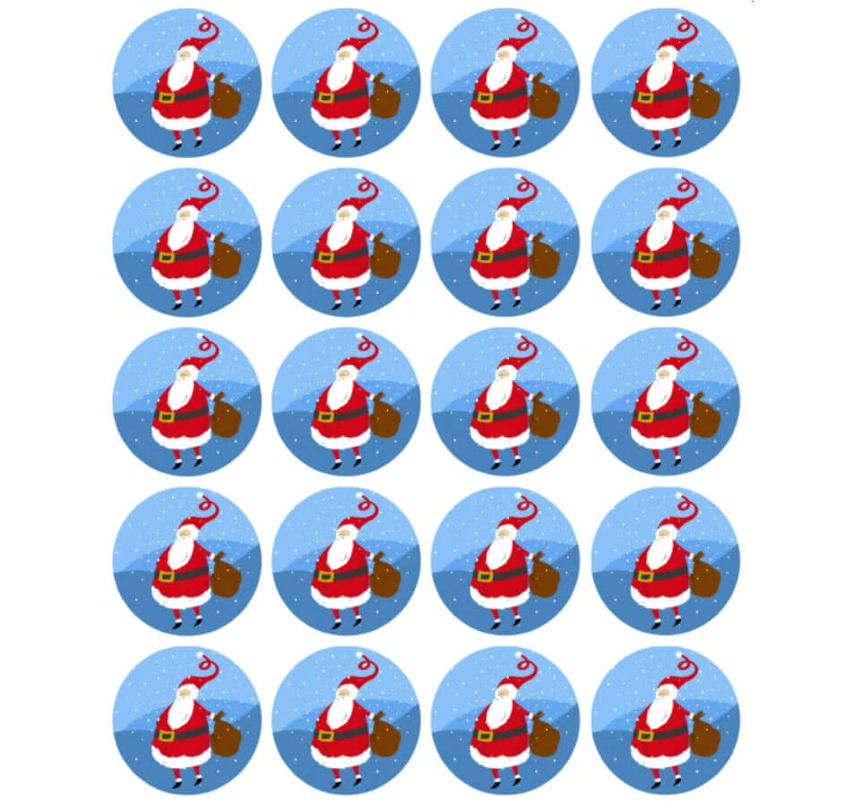 Christmas Santa Edible Images 4cm diameter x 20 - CustomIcing.com.au