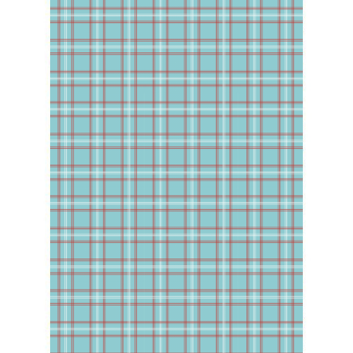 Teal, red & white check Wafer Paper A4