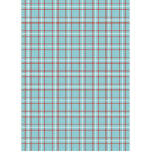 Teal, red & white check Wafer Paper A4 - CustomIcing.com.au