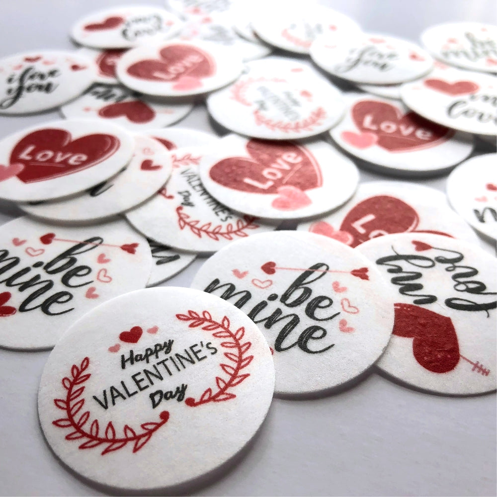 Valentine's Day Edible Printed Wafers 3.7cm - Mini Pack 5pcs - CustomIcing.com.au